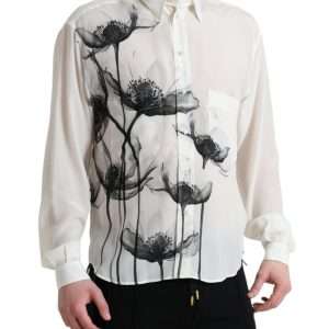 Elegant Floral Silk Dress Shirt
