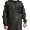 Elegant Dark Gray Cotton Button-Down Shirt - Image 2