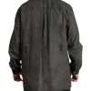 Elegant Dark Gray Cotton Button-Down Shirt - Image 3