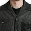 Elegant Dark Gray Cotton Button-Down Shirt - Image 4