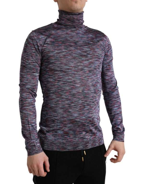 Elegant Turtleneck Pullover Sweater in Blue Purple
