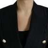 Elegant Striped Double Breasted Wool Blazer - Image 4