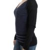 Chic Striped V-Neck Wool Blend Sweater - Image 2