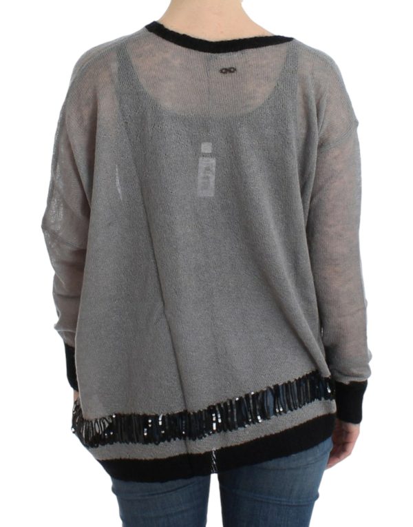Chic Asymmetric Embellished Knit Sweater - Image 3