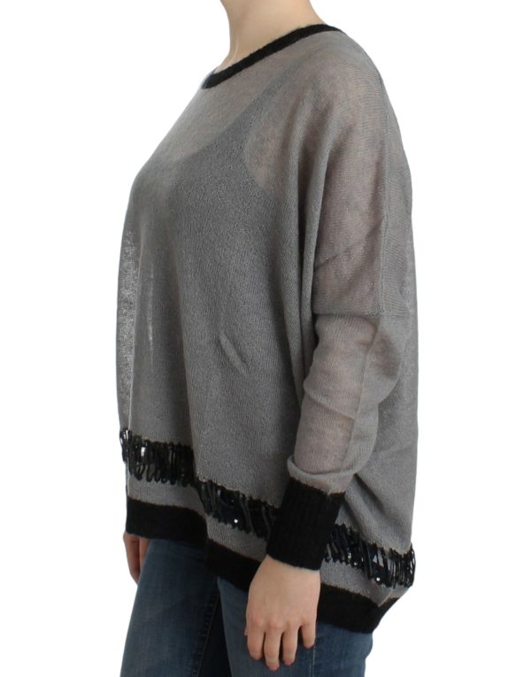 Chic Asymmetric Embellished Knit Sweater - Image 2