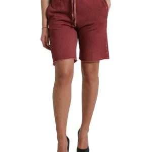 Chic Maroon High-Waist Designer Sweatshorts