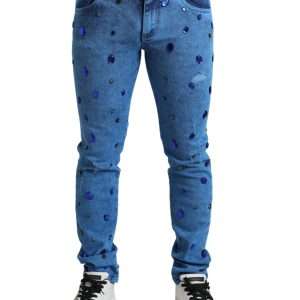 Crystal Embellished Skinny Denim Jeans