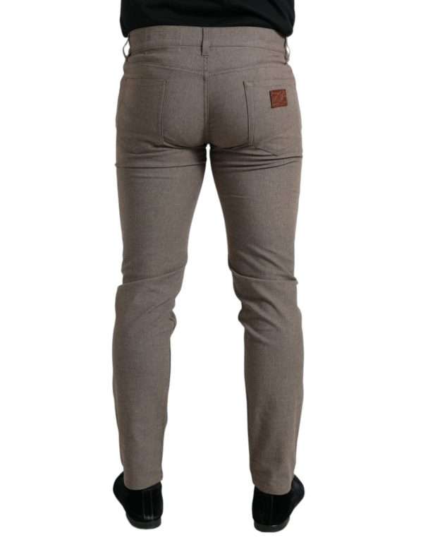 Elegant Brown Cotton Stretch Skinny Pants - Image 3