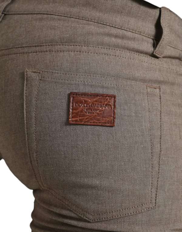 Elegant Brown Cotton Stretch Skinny Pants - Image 4