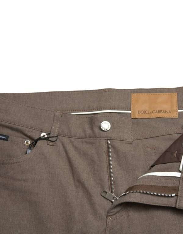 Elegant Brown Cotton Stretch Skinny Pants - Image 5