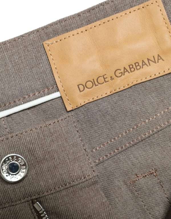 Elegant Brown Cotton Stretch Skinny Pants - Image 6