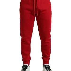 Sizzling Red Cotton Blend Jogger Pants