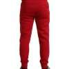 Sizzling Red Cotton Blend Jogger Pants - Image 3