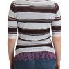 Striped V-Neck Knit Top with Lace Hem - Image 3