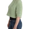 Chic Green Cropped Cotton Sweater - Image 2
