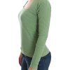 Elegant Green Striped Wool Blend Sweater - Image 2