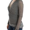 Elegant Gray Wool Blend Deep V-neck Sweater - Image 2