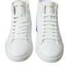 Elegant White Leather High Top Sneakers - Image 2