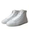Elegant White Leather High Top Sneakers - Image 3