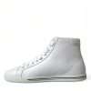 Elegant White Leather High Top Sneakers - Image 5