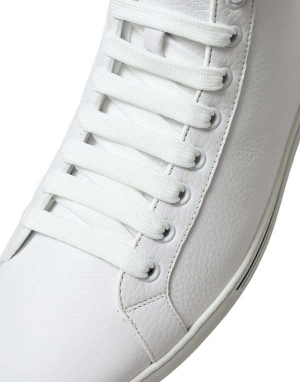 Elegant White Leather High Top Sneakers - Image 8