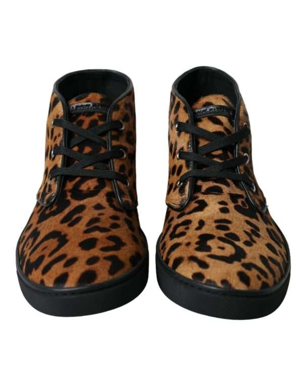 Elegant Leopard Print Mid-Top Sneakers - Image 2