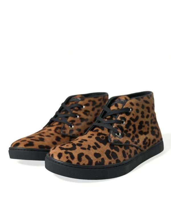Elegant Leopard Print Mid-Top Sneakers - Image 3