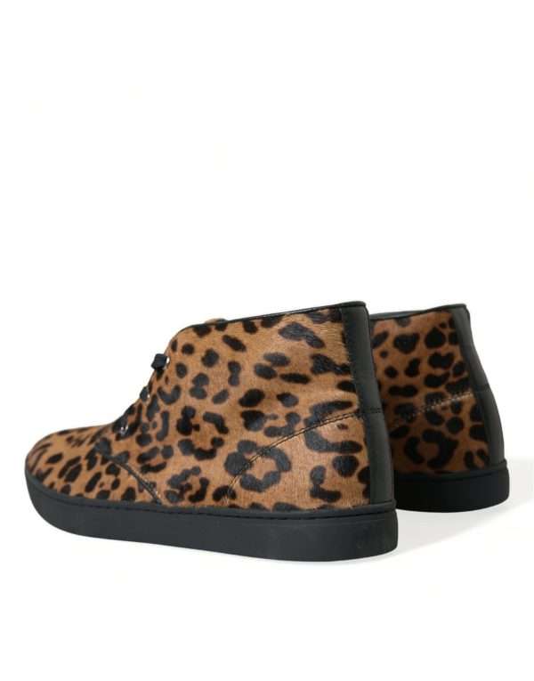 Elegant Leopard Print Mid-Top Sneakers - Image 4