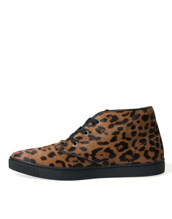 Elegant Leopard Print Mid-Top Sneakers - Image 5