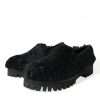 Elegant Black Fur Slip On Loafers for Men - Image 3