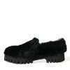 Elegant Black Fur Slip On Loafers for Men - Image 5
