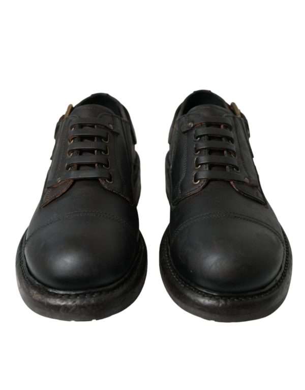 Elegant Mens Leather Derby Dress Shoes - Image 2