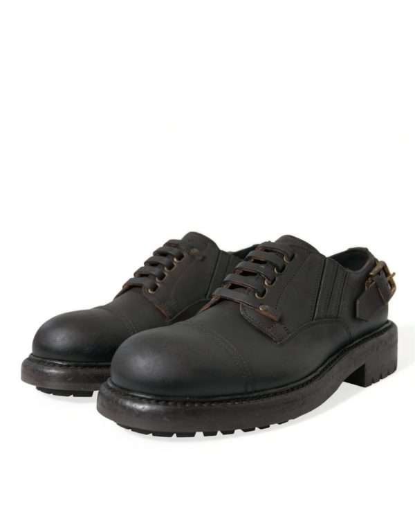 Elegant Mens Leather Derby Dress Shoes - Image 3