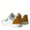 Sleek White Low Top Leather Sneakers - Image 4