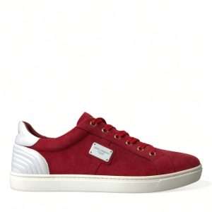 Elegant Red & White Low Top Sneakers