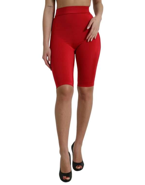 Chic Red High Waist Leggings Pants - Image 2