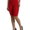 Chic Red High Waist Leggings Pants - Image 3