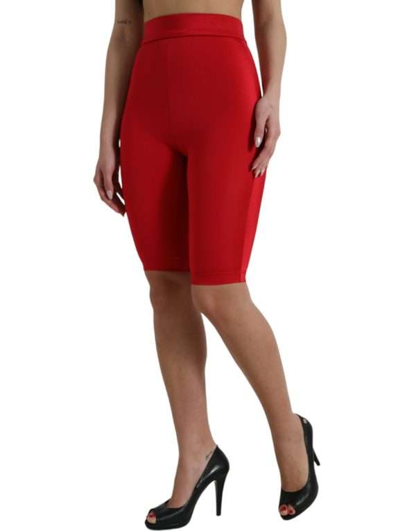 Chic Red High Waist Leggings Pants - Image 3