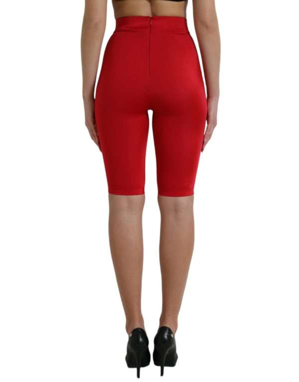 Chic Red High Waist Leggings Pants - Image 4
