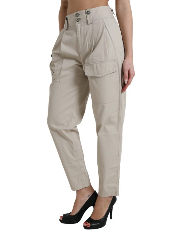 High-Waisted Tapered Fashion Pants - Beige - Image 2
