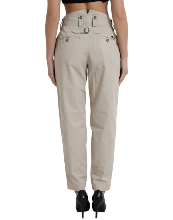 High-Waisted Tapered Fashion Pants - Beige - Image 3