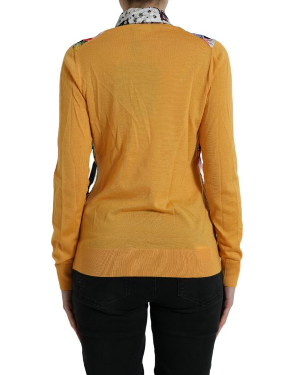 Elegant Patchwork Henley Silk Blend Sweater - Image 3