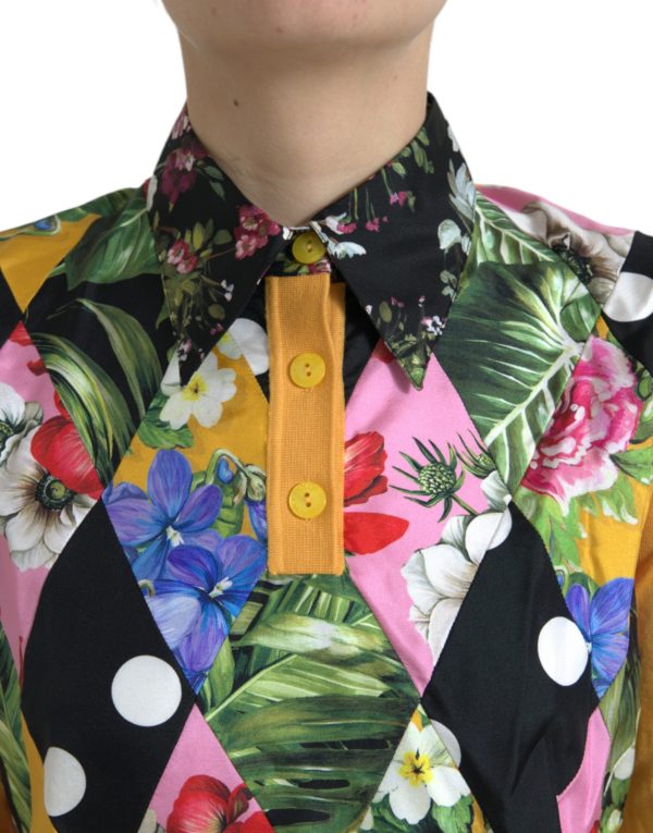 Elegant Patchwork Henley Silk Blend Sweater - Image 5