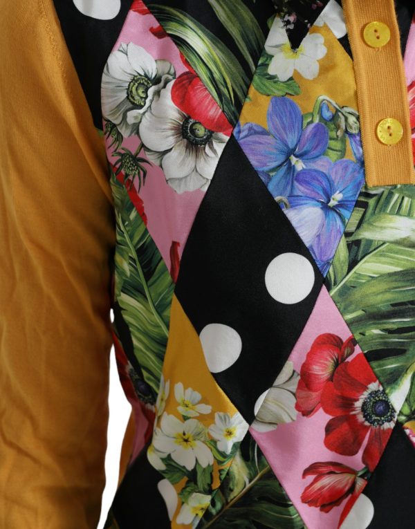 Elegant Patchwork Henley Silk Blend Sweater - Image 6