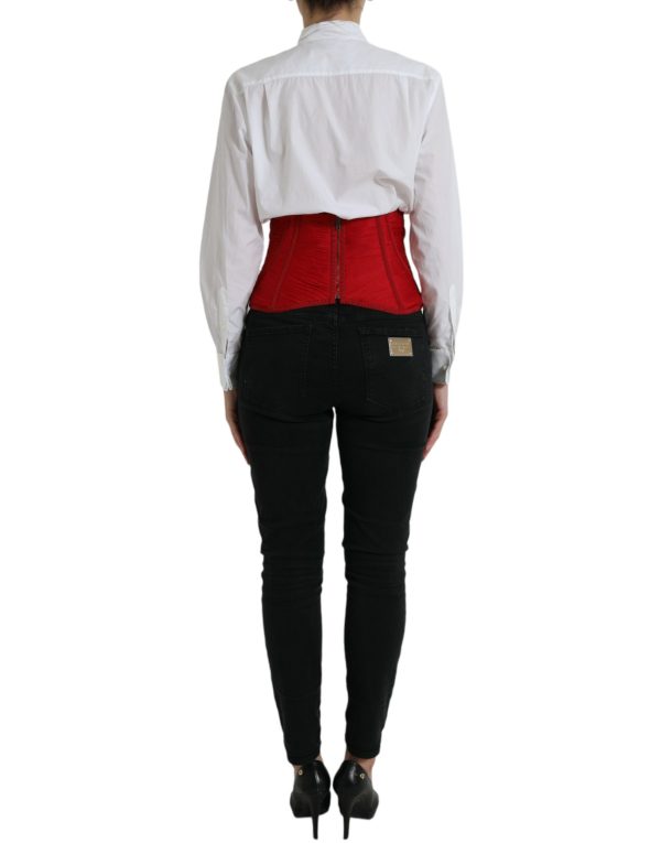 Silk Corset Waist Belt in Fiery Red - Image 3