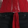 Silk Corset Waist Belt in Fiery Red - Image 4