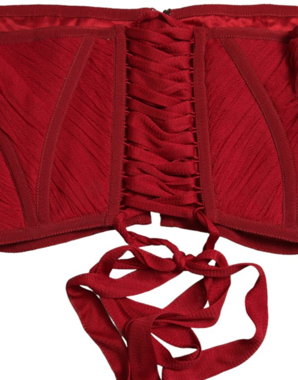 Silk Corset Waist Belt in Fiery Red - Image 6