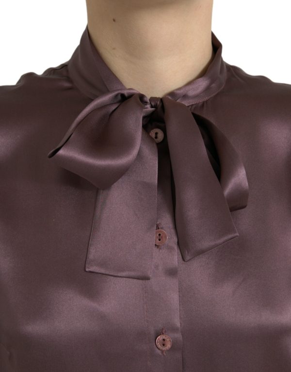 Elegant Silk Ascot Collar Blouse - Image 4