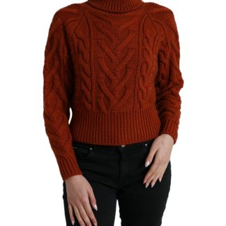 Elegant Brown Turtleneck Wool Sweater