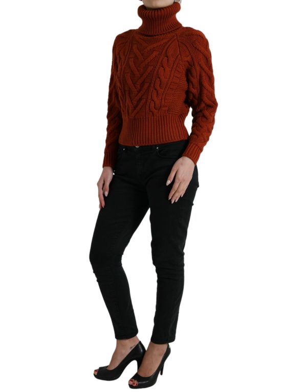 Elegant Brown Turtleneck Wool Sweater - Image 2